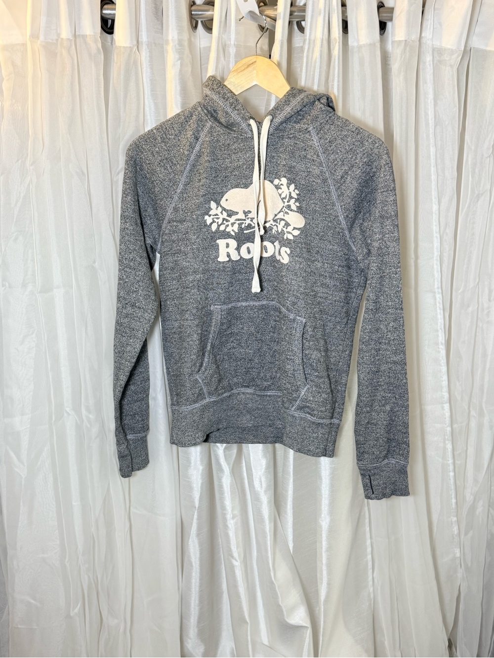 Roots Gray Pullover Hoodie with White Logo